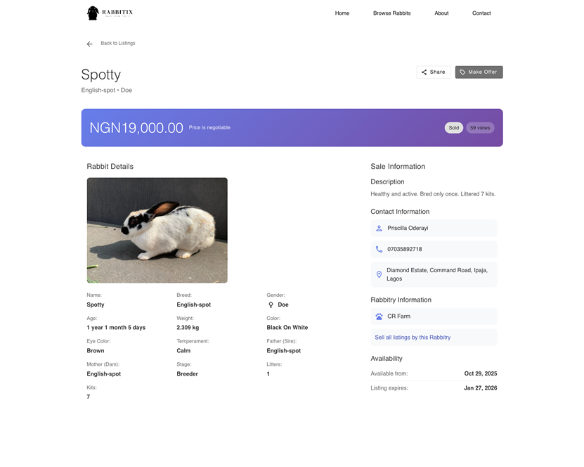 Sale offer accepted confirmation screenshot